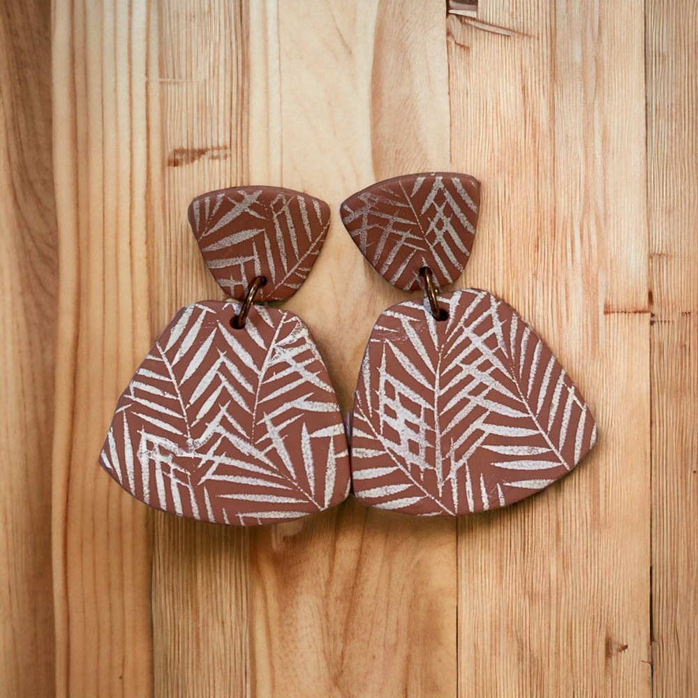 Handcrafted Orange and White Clay Earrings
